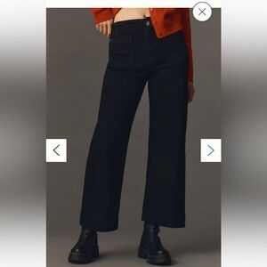 NWT Anthropologie The Colette Cropped Wide-Leg Jeans by Maeve | Carbon | Size 29